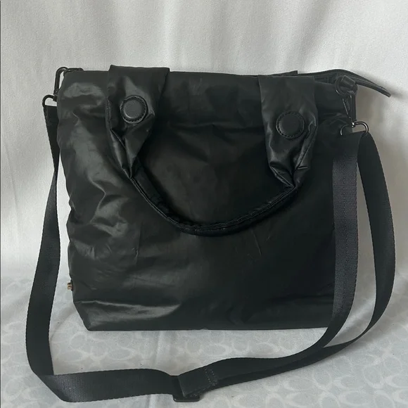 Caraa Sporty Black Puffy Nylon Detachable Strap Double Handle Tote Purse Bag 🌺🌺 - Picture 2 of 9